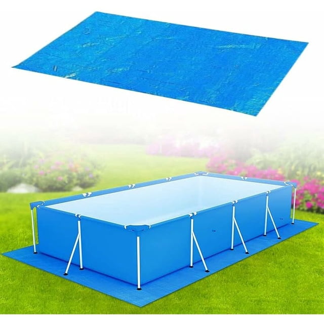 Pool Ground Sheet, Rectangular Pool Ground Sheet for 300x200cm Pool - Blue Waterproof Foldable Pool Ground Sheet and Protection Mat 338cm x 239cm