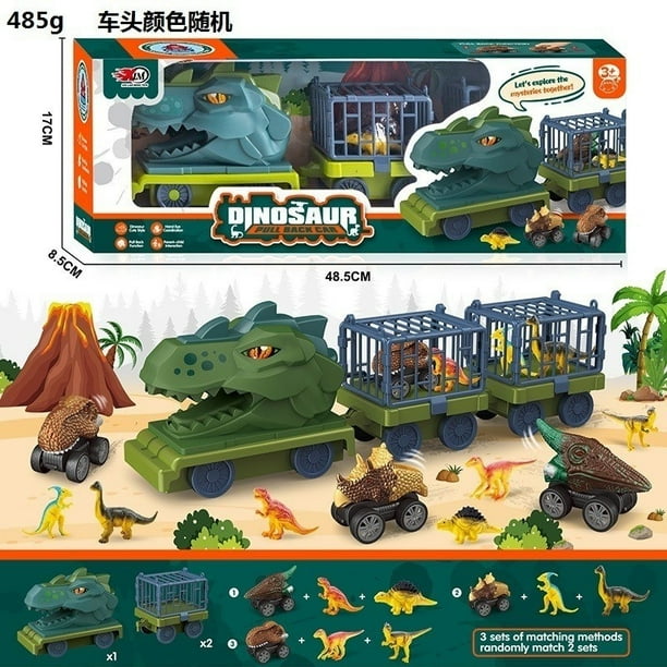 Juego de juguetes para niños con transportador de dinosaurios de gran tamaño, coche de triceratops tiranosaurio rex, dinosaurio sólido resistente a los choques