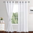 thumbnail image 2 of XWZO White Sheer Curtains, 95 Inch Length 2 Panels Set with Tiebacks, Grommet Semi Transparent Light Filtering Window Drapes for Bedroom Living Room Dining Wedding Backdrop, W46 x L95, 2 of 10