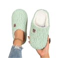 thumbnail image 5 of JUSLIO Slippers for Women Open Toe Slides Slip On Fuzzy Plush Flat Sole Non Slip Indoor House Slippers Green, 5 of 5