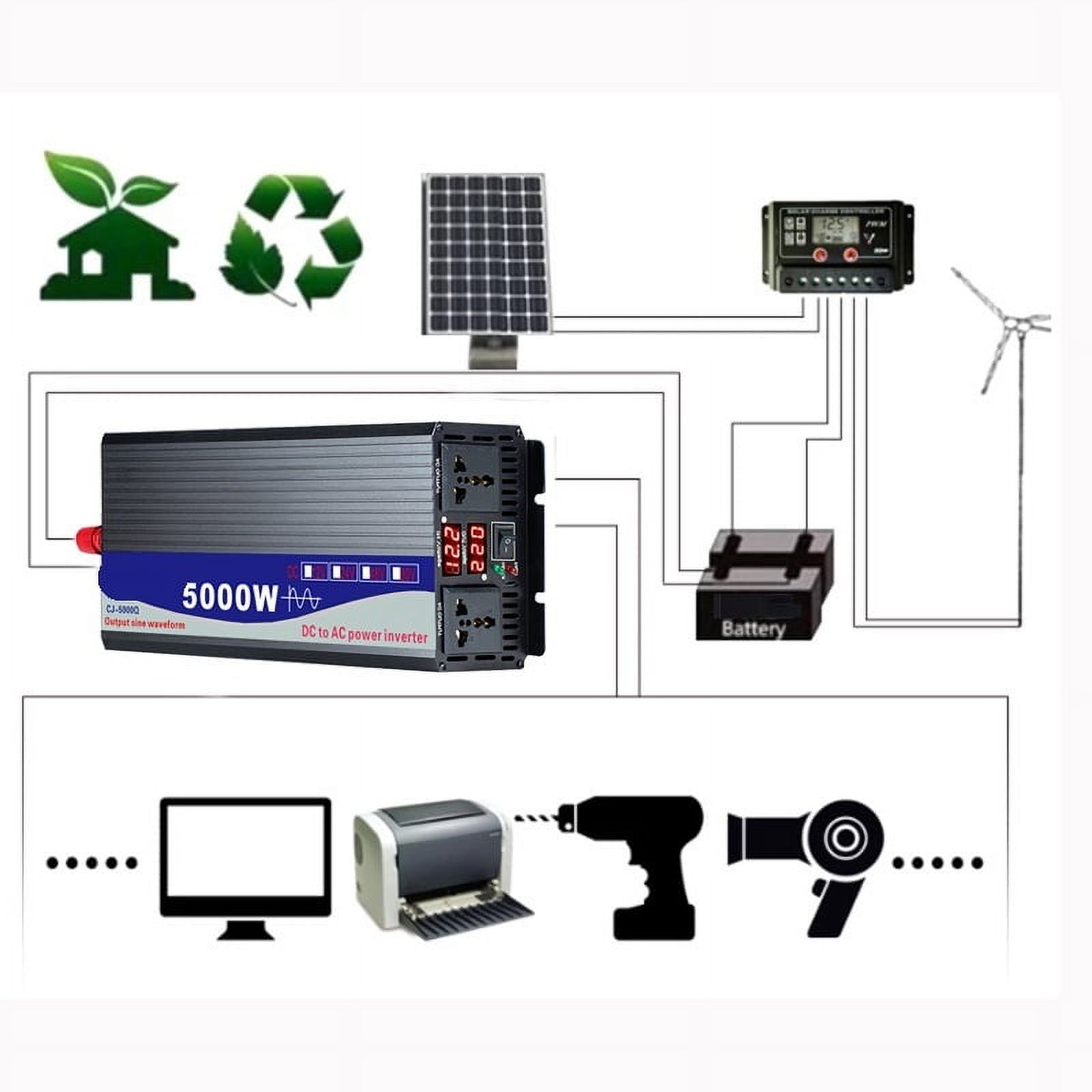 3000/4000/5000W Inverter DC 12V 24V 48V To AC Convertor Transformer Solar Double Digital Display Power Inverter ,High-efficiency Conversion