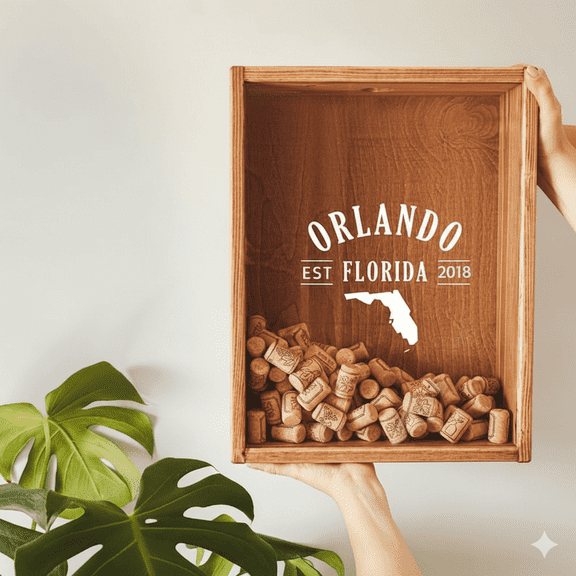 Custom Wine Cork Holder – 18"x12"x5.5" Natural Shadow Box with Acrylic Front