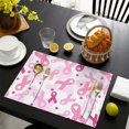 thumbnail image 3 of Pink Breast Cancer Summer Placemats Table Placemats Set Of 6-Linen Kitchen Washable Placemats Table Mats 11.8"x17.7" Non-Slip Heat Resistant, 3 of 5