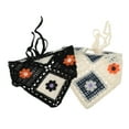 thumbnail image 3 of Ofertas Únicas 2 Pcs Bandana Triangular Pequeñas Flores Turbante de Punto Ganchillo Bufanda para el Cabello para Mujeres Beige Negro, 3 of 5