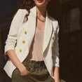 thumbnail image 2 of Chaqueta de oficina con doble botonadura para mujer, abrigo corto Vintage, cuello con muescas, manga larga, prendas de vestir exteriores, Tops elegantes, 2 of 5