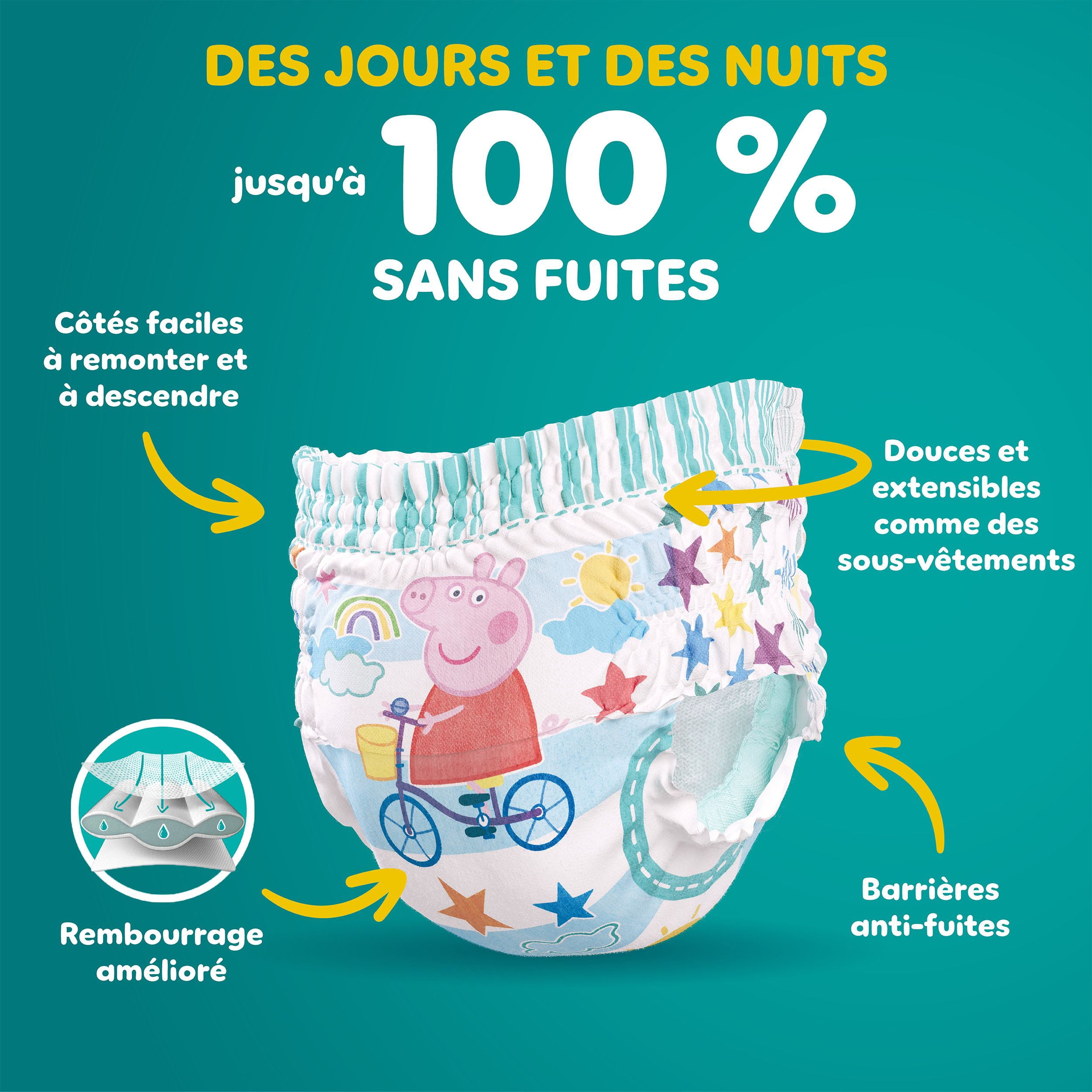 Sous-vêtements d’entraînement Pampers Easy Ups à l’effigie de Peppa Pig, taille 6 (4T/5T)