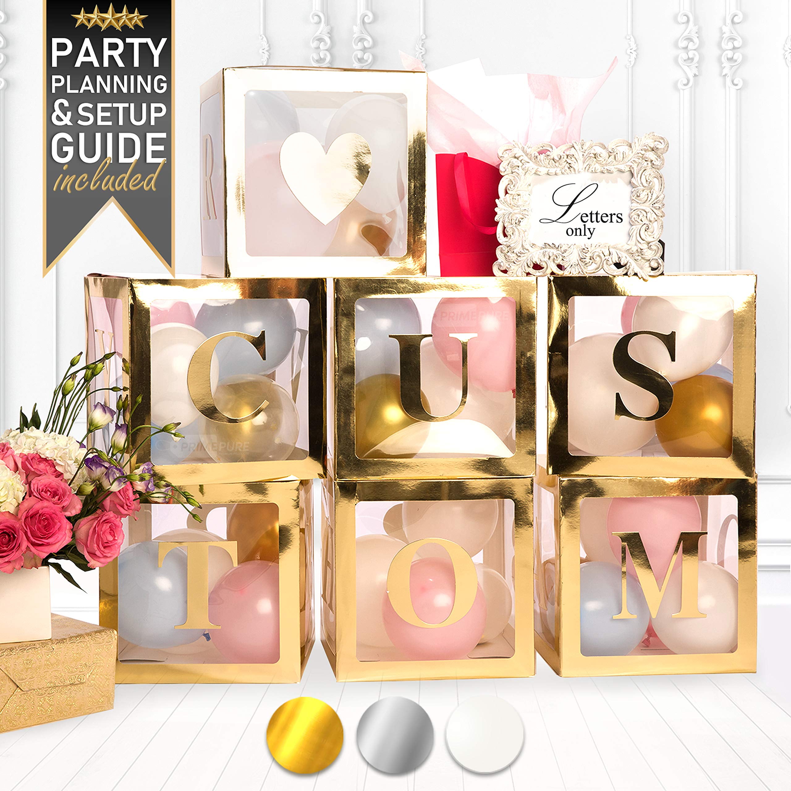 Gold Letters | 76 Letters and Symbols | Baby Shower Decorations, Gender Reveal Party Supplies, Birthday, Boy or Girl Decor Ideas, Safari Jungle Blocks