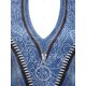 thumbnail image 3 of Camiseta de Talla Extra Denim de Estampado 3D con Cuello en V Rosegal  Mangas largas de talla grande, 3 of 5