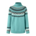 thumbnail image 5 of zaveiop Women's Fair Isle Sweater Casual Crewneck Long Sleeve Lightweight Vintage Knit Jumper Tops (Z4-Light Blue, XXL), 5 of 8