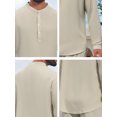 thumbnail image 7 of DARING DIVA Men's 2-Piece Linen Long Sleeve Beach Sets Shirt and Pants XL Light Gray, 7 of 7