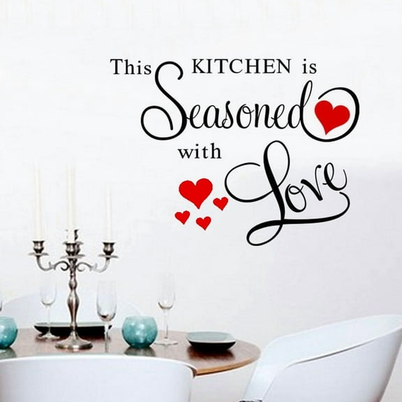 Decal ~ This Kitchen is Seasoned with Love #7: Wall Decal 20" x 26" (Black/Red)