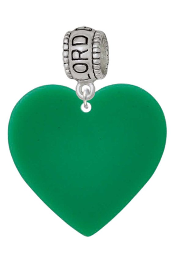 Acrylic 1" Green Heart Lord Guide Me Charm Bead