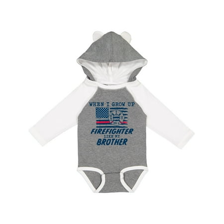 

Inktastic When I Grow up I want to be a Firefighter Like my Brother Gift Baby Boy or Baby Girl Long Sleeve Bodysuit