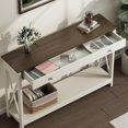 thumbnail image 4 of " Farmhouse Console Table with Drawer and Storage Shelves, Foyer Sofa Table Narrow for Entryway,  Room, Hallway, Antique White & Brown, 4 of 6