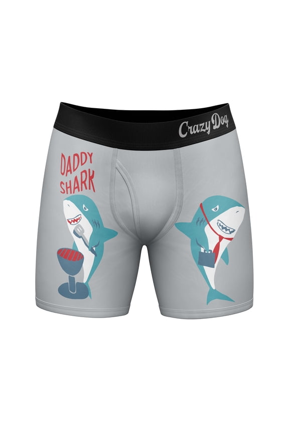 Mens Daddy Shark Boxer Briefs Funny Fathers Day Cool Underwear Gift Humor for Guys