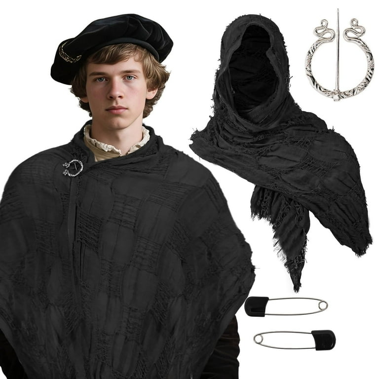 UTSJKR Comfy Costume Medieval Hooded Shawl Scarf Renaissance Cowl