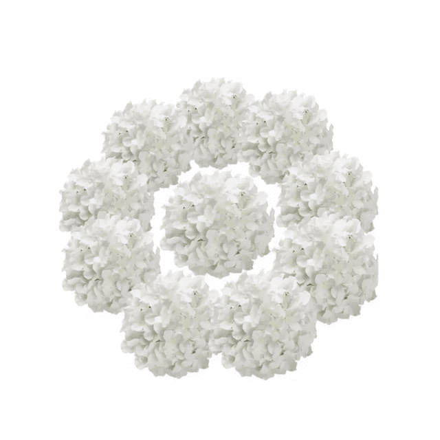 Cabezas Flores Hortensia Artificial Boda Fiesta Decora 12pzs Xtellar blanco
