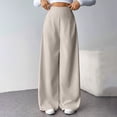 thumbnail image 4 of Women's Wide Leg Trousers, Draping Casual Work Pants, High Waist Flowy Palazzo Pants for Office, Commute, Daily Wear and Versatile Outfits Khaki L, 4 of 9