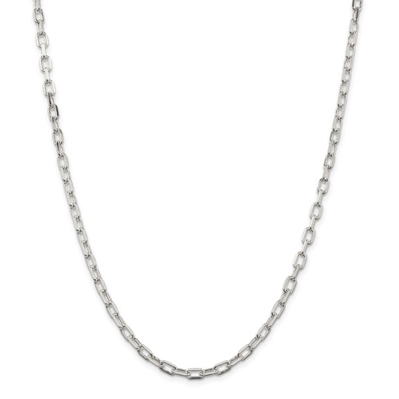 925 Sterling Silver Rhodium Plated Diamond-cut Open Link Cable Chain; 7 inch; for Adults and Teens; for Women and Men