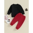 thumbnail image 4 of Bagilaanoe 2Pcs Toddler Baby Girl Boy Valentine's Day Clothes Letter Print Long Sleeve Sweatshirt Tops + Sweatpants 6M 12M 18M 24M 3T Kids Pants Set, 4 of 9