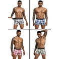 thumbnail image 2 of ASUDESIRE Men's Underwear Boxer Briefs Cotton Huge Pouch Trunks Short Leg Underwear 5 Pack Colorful Lattices-M, 2 of 6