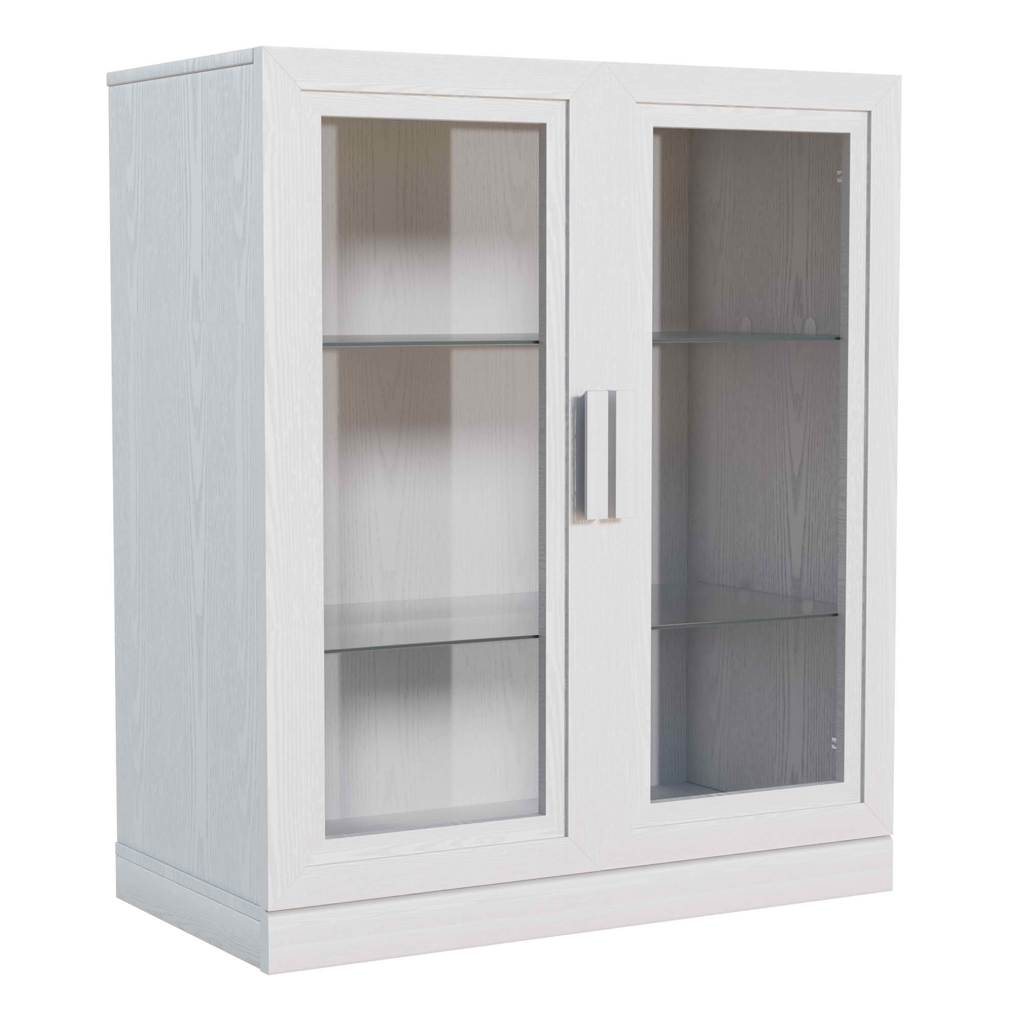 MAYEERTY 36x31x16 Inch White Wood Grain Storage Cabinet with Glass Door for Living Room