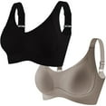 thumbnail image 1 of Women's Solid Four-Breasted Adjustable Wireless Bra, Floralshe Brasier, Seamless Full Coverage Ribbed Bralettes, 1 of 7