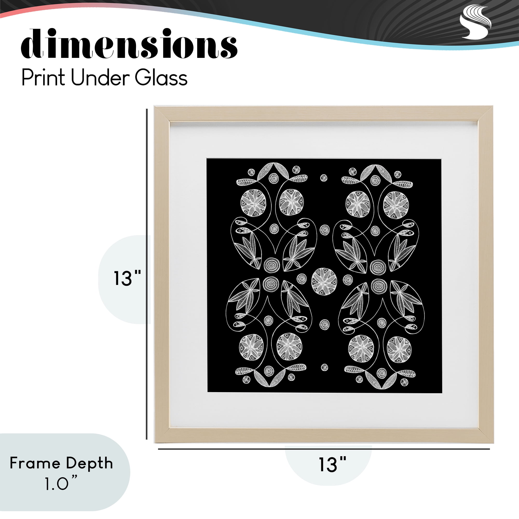 Stupell Industries Symmetrical Flower-Like Patterns Birch Framed Print Under Glass, design by El Perkin