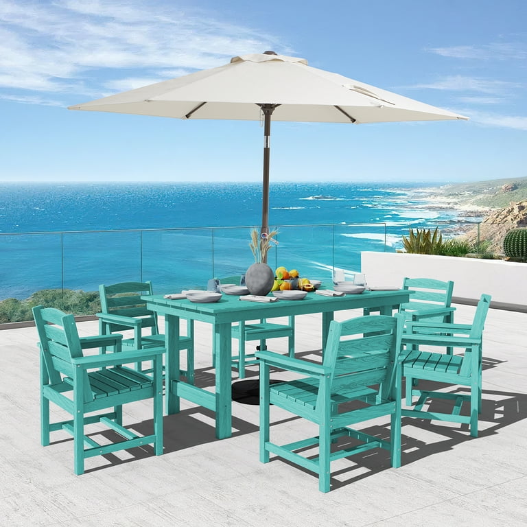 JUSTLET 7 PC Outdoor Backyard Dining Set, 6 Chairs & 1 Table