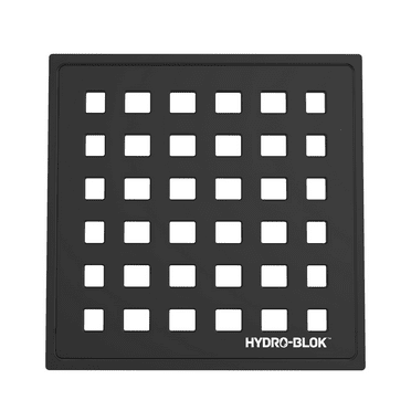 Hydro-Blok 3.75" x 3.75" Matte Black Drain Grate and Tray