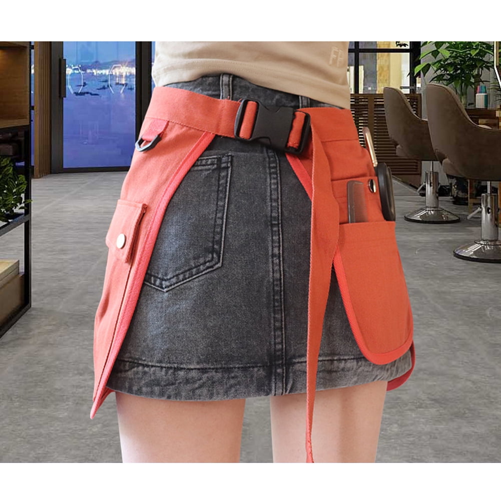 HUONA Half Apron Skirt Apron Canvas Apron Pocket Beauty Half length Apron Artisan Electrician Apron Wear Resistant Buckle Apron Dirty Proof Industrial Garden Tools Storage Blue