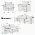 thumbnail image 2 of HONBAY Ensemble de Canapé Sectionnel Modulaire 3 Pcs avec Rangement Caché Comprend Trois Places, Causeuse et Fauteuil pour Salon, Gris Bleuâtre, 2 of 9