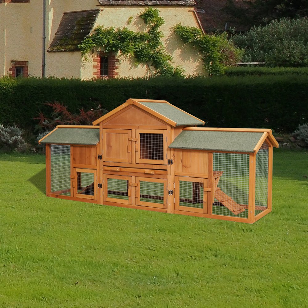 Gzxs Wooden Extra Large Chicken Coop, Small Animal Enclosure Habitat for Indoor Outdoor, Wood Rabbit Bunny Hutch, Pets Cage House for Dog Cat Squirrel Hamster Hedgehog Guinea Pig