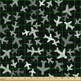 thumbnail image 2 of Ambesonne Aircraft Fabric by the Yard Upholstery, Grayscale Minimal Planes, 5 Yards, Charcoal Grey and Pale Grey, 2 of 5