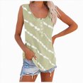 thumbnail image 2 of Kaprioy Womens Summer Tops Women's Summer Boho Tie Dye Sleeveless Tank Tops Button Blouse Loose Casual Striped Vest T-shirt Plus Size, 2 of 6