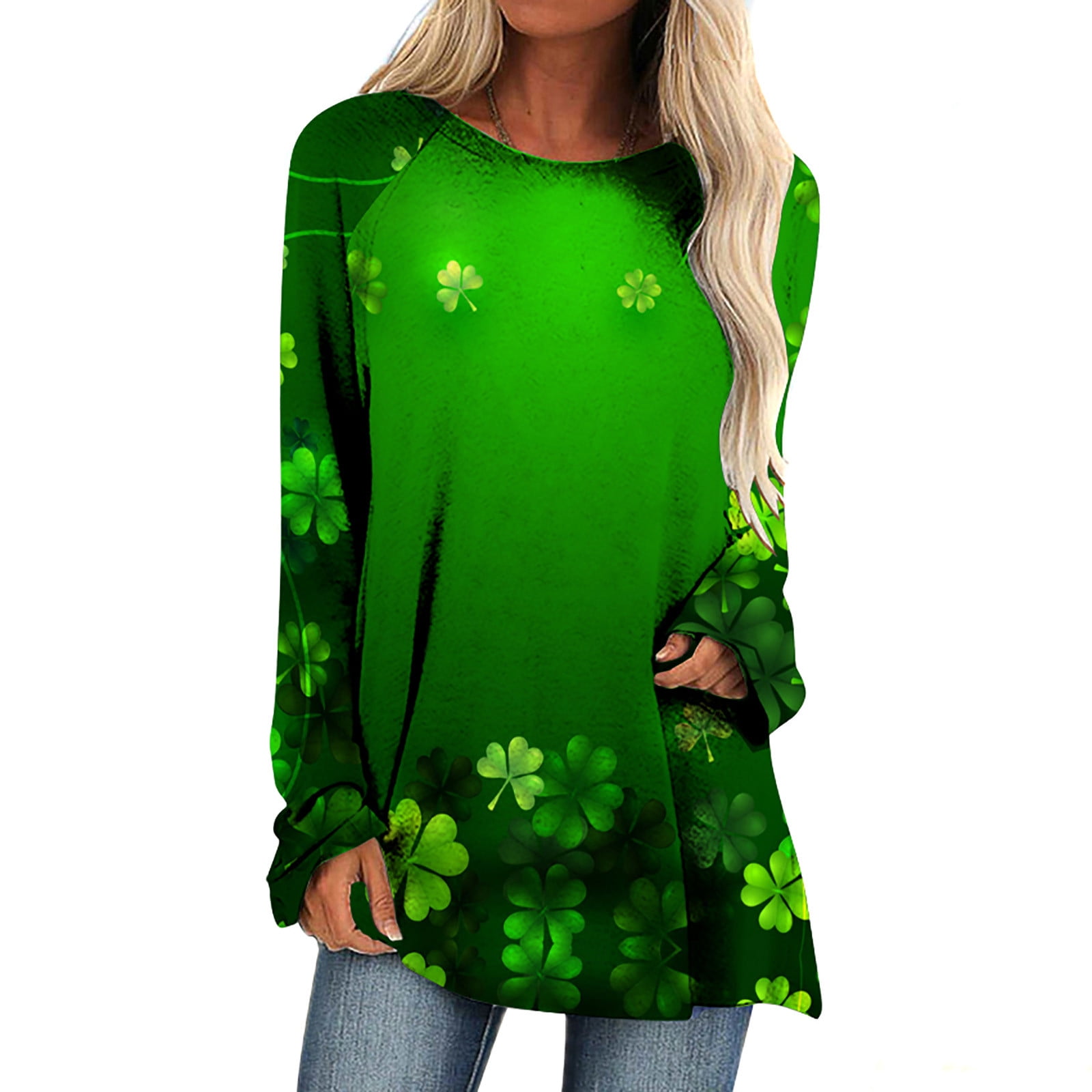 Printed Round Neck Long Sleeve Loose 