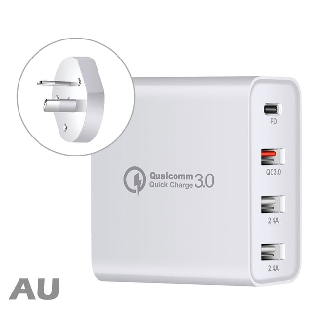 Cateissary Cabezal de carga tipo c de carga rápida ABS para compatibilidad universal eficiente Nuevo cabezal de cargador USB C Teléfono y Comunicación Blanco Enchufes australianos