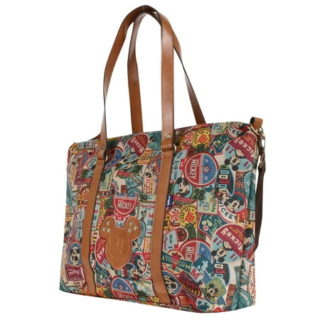 Medium Shopper Handbag - Disney Vintage Mickey Pattern All Purpose Shoulder Bag Large Shopper Handbag