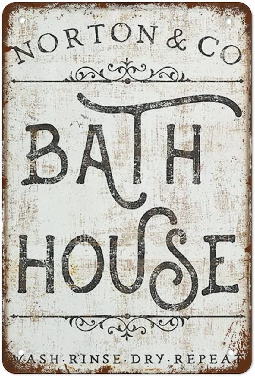 Bath House Sign Bathroom Art Family Name and Co Sign Modern Farmhouse