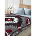 thumbnail image 4 of Twin Size Flat Sheet Only, Boho Red Grey Soft Brushed Microfiber Bed Sheets, Geometric Southwestern Retro Ethnic Hotel Quality Breathable Bedding Top Sheet, Easy Care, 66"x96", 4 of 9