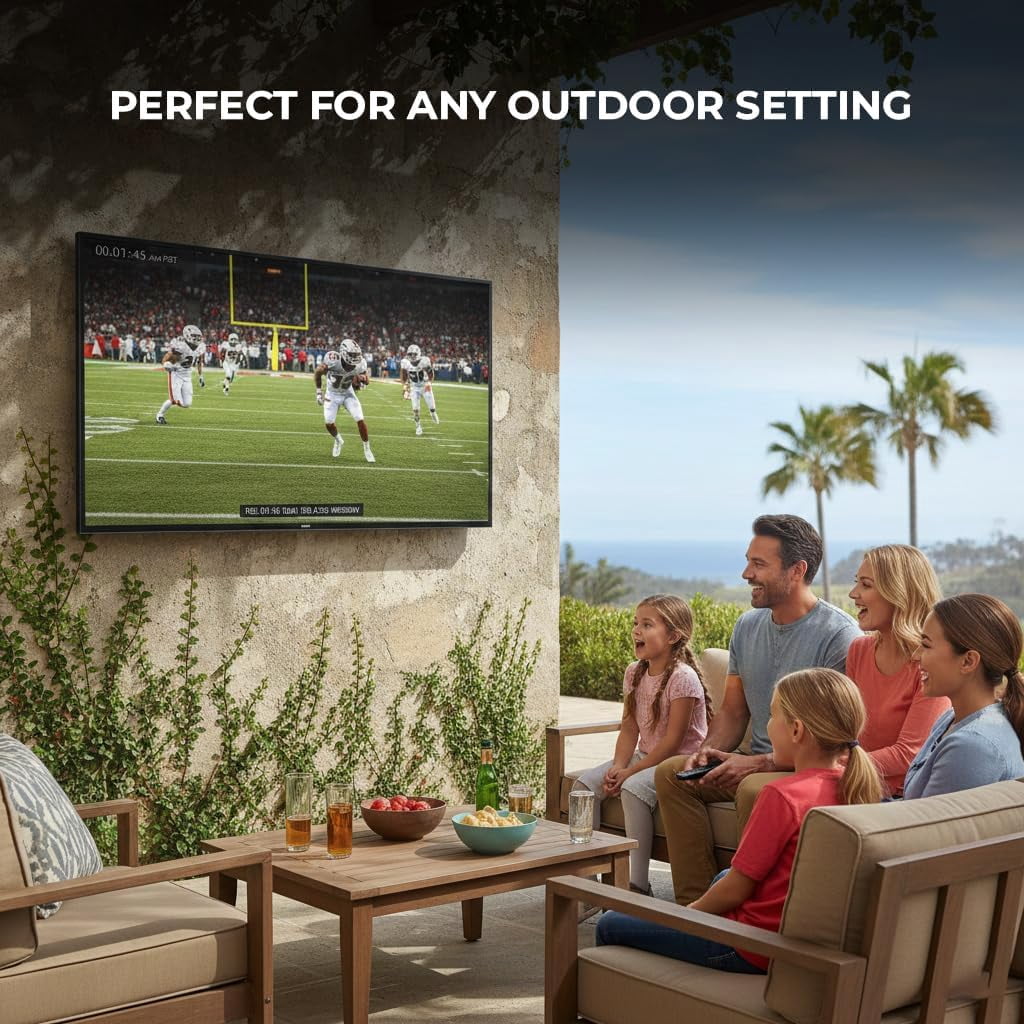 Titan G200 Mini-QLED 55 Inch Outdoor TV, Partial Sun, IP65 Smart Weatherproof TV, 4KHDR, 144Hz, Google AI OS, 2600Nits, Wi-Fi 5, Dolby Vision&Atmos, Bang&Olufsen, Outdoor TV Cover, SlimBezel, 2YrWty