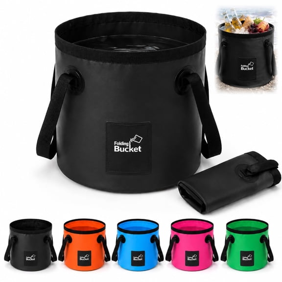 Portable Folding Collapsible Water Bucket, 3/5 Gallon Bucket with Handle, Pvc Build, Folding Storage, Fishing Bucket, Camping Trips, Beach Use, Car Wash, Rv Travel, Portable Wash Basin, Water Hauling