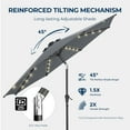 thumbnail image 5 of 10ft Solar Polyester 32 LED Lighted Patio Umbrella with Tilt Adjustment and UV-Resistant Fabric,for Garden,Deck,Backyard,Pool and Beach, 5 of 8