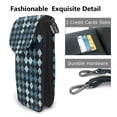 thumbnail image 2 of Cross-Body Bag Flip Phone Bag 7.6inx4.9in Durable Waterproof Pu Leather Small Size But Spacious Magnet Button Darkslateblue Houndstooth Vintage Texture Hand-Drawn Sketch_1, 2 of 5