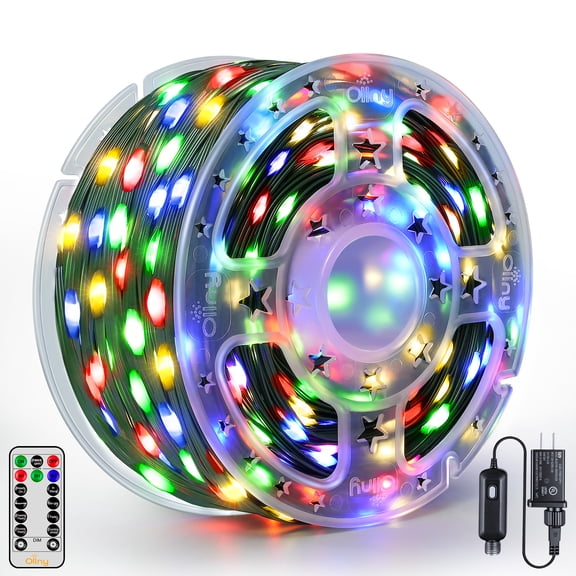 Ollny 600 LED Multicolor String Lights, 207FT IP67 Weatherproof Plug-in Christmas Lights, 8 Modes Remote Timer Fairy Lights for Yard Party Indoor Outdoor Xmas Decor