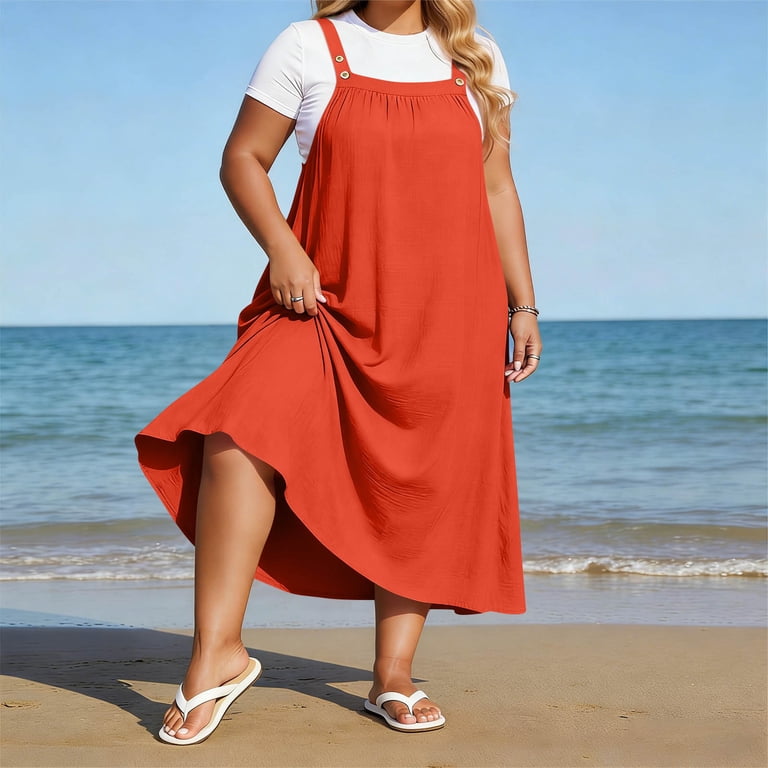 orange plus size a-line dress Plus Size Semi Formal Orange Halter Collar Ruffle Asymmetric Hem Tulle Midi Dress