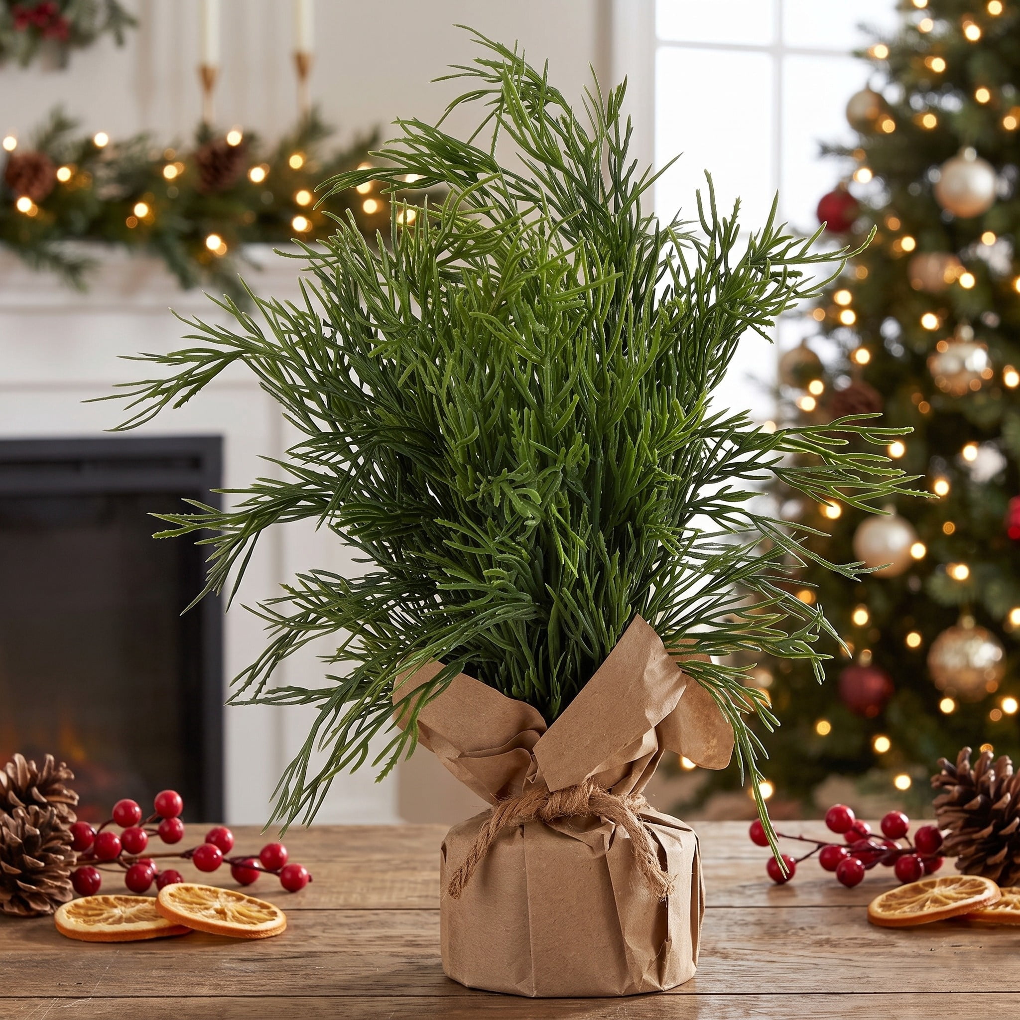 Potted Cypress Mini Artificial Christmas Tree, Green and Brown, 9", by Holiday Time
