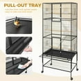 thumbnail image 5 of M optimized Metal 69" Large Rolling Bird Cage with Feeding Bowls, Slide-Out Tray & Perch, Black, 5 of 9
