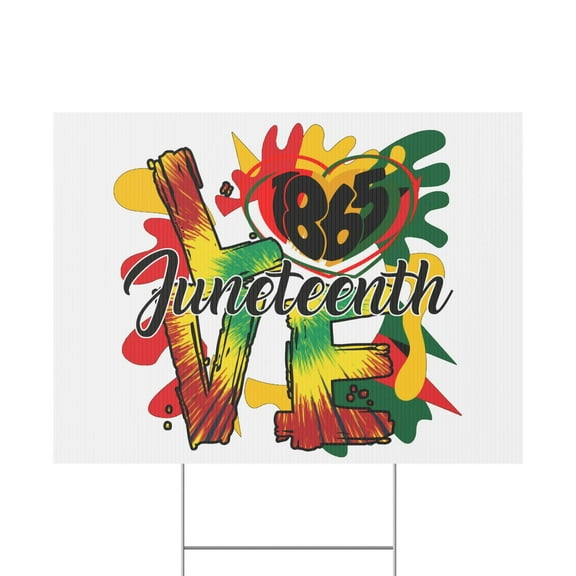 Juneteenth Yard Sign, 18x12, 24x18, 36x24, Double Sided, H-Stake Included, v2