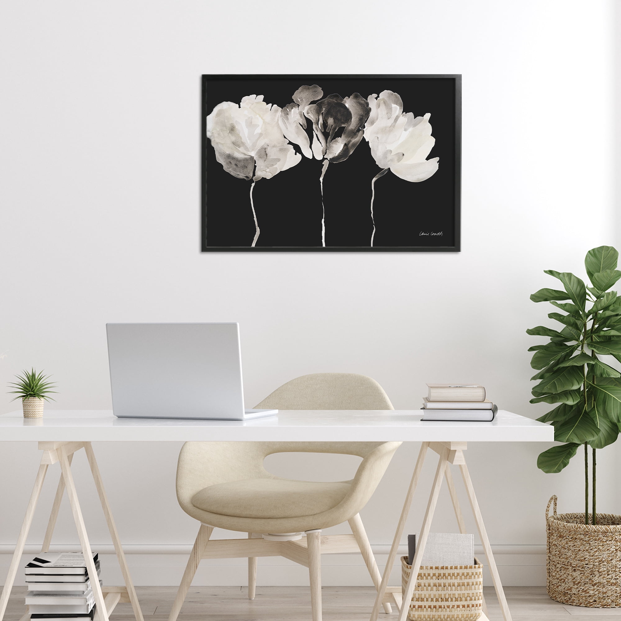 Stupell Industries Trio In Light On Black Black Framed Giclee Art, design by Lanie Loreth
